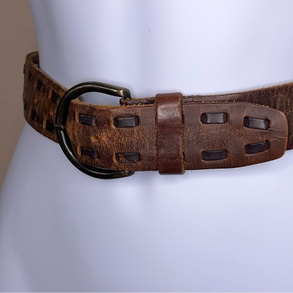 Vintage Small Mossimo Brown Genuine Leather Belt Womens Western Classic - Picture 7 of 16